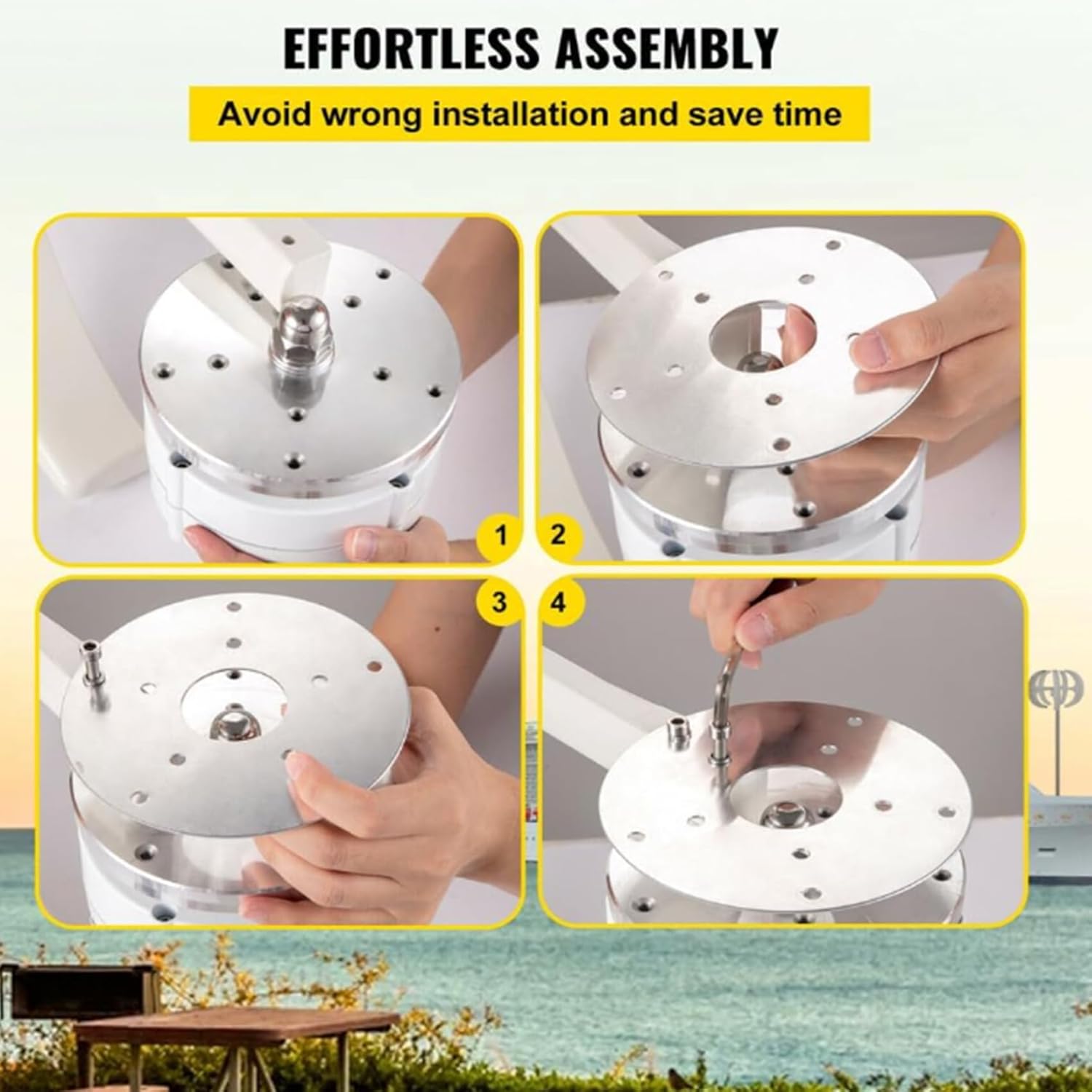 220V,BAOJUHUIKANG Low Noise Vertical Axis Wind Turbine10000w,12V/24V 48V 220V 5 Blades Generator Windmill Turbin Complete Set, for Home, Boats, Street Lighting