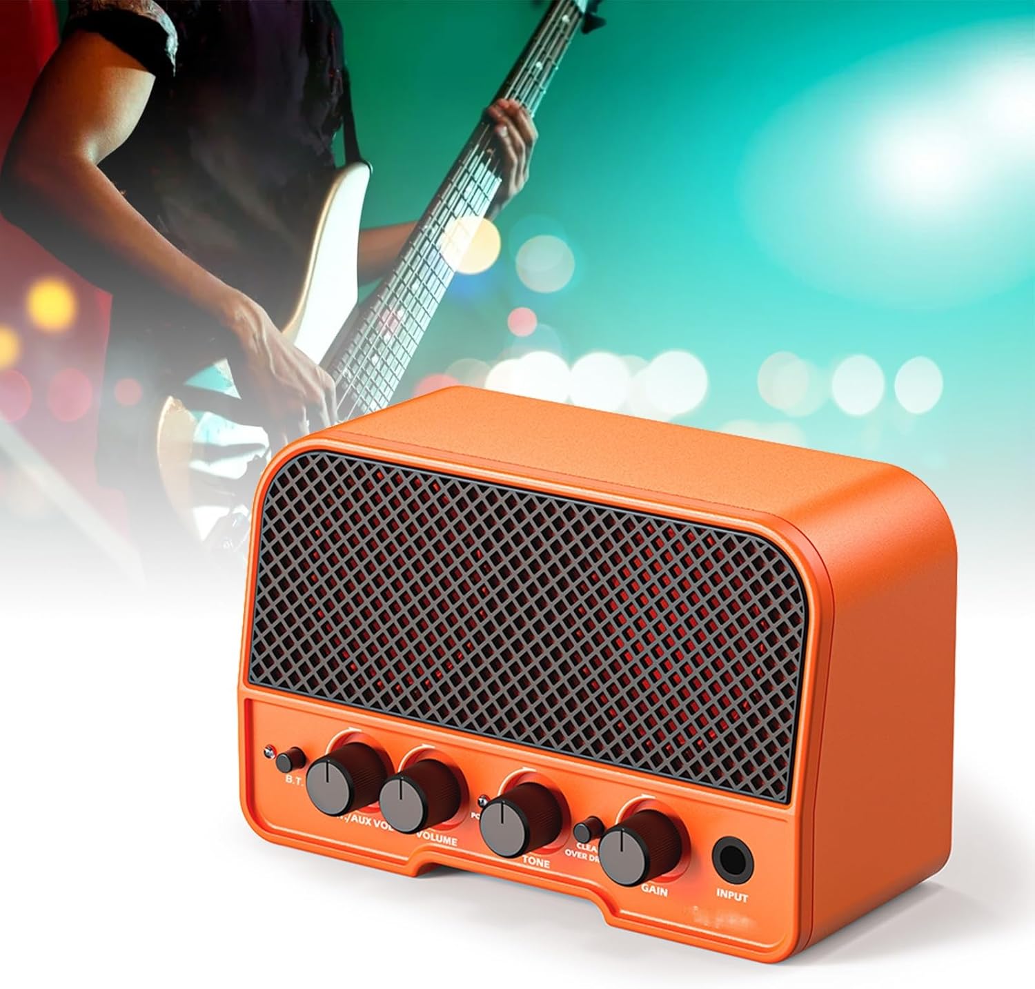 Mini Portable Acoustic Amplifier Speaker 5Watt Acoustic Guitar Amplifierr Normal/Bright Channels(Black)
