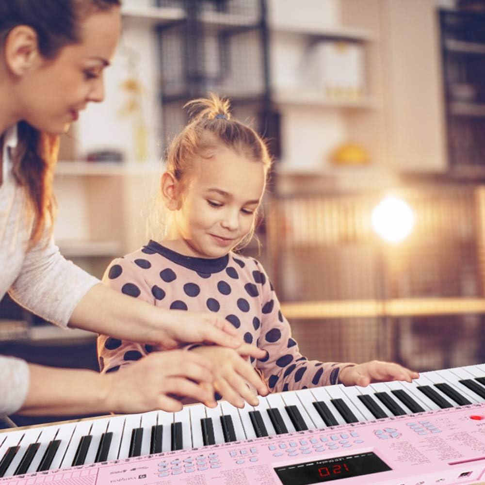 Vangoa VGK610 Piano Keyboard, 61 Mini Keys Portable Music Keyboard for Beginners Pink and 37 Key Melodica Musical Instrument