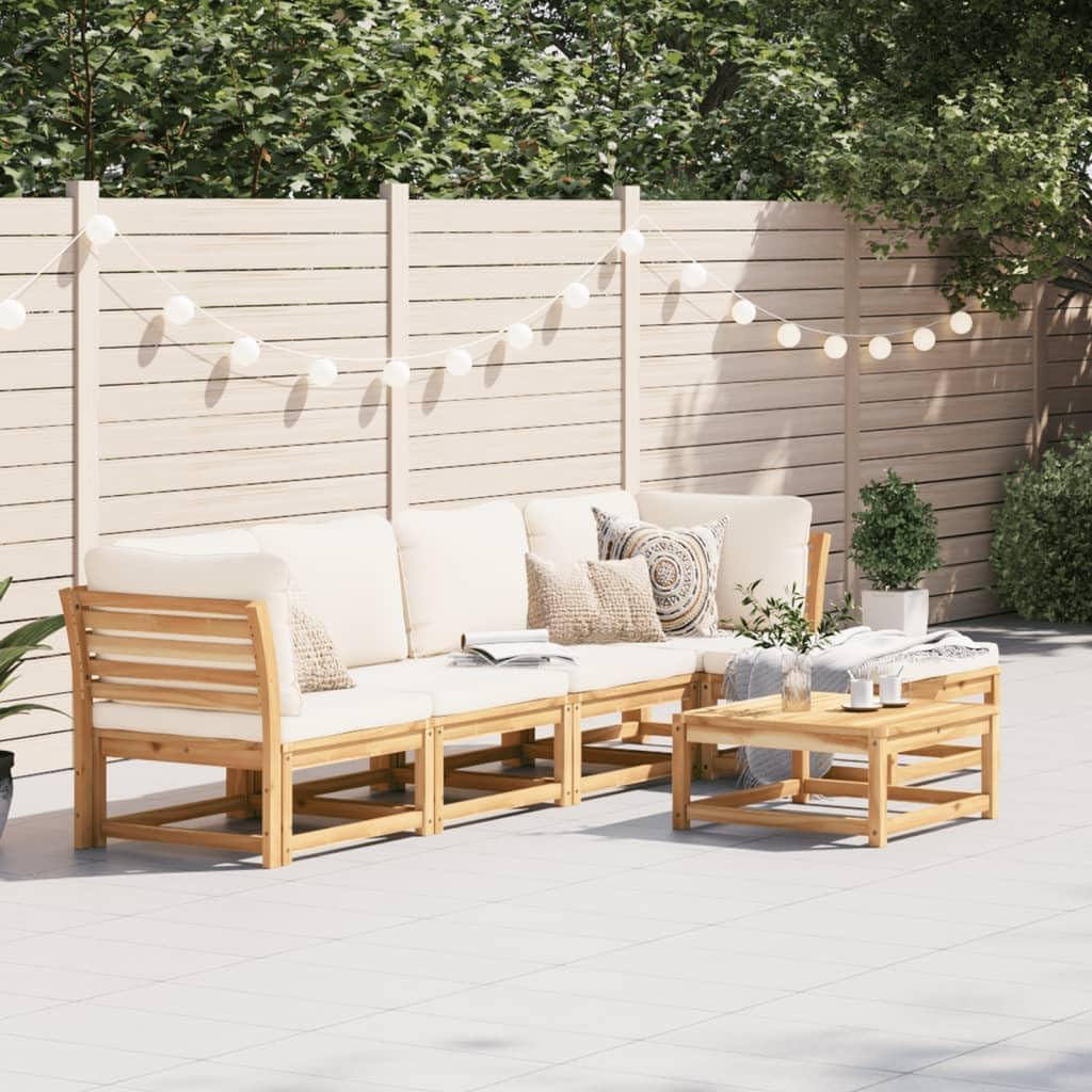 6 Piece Patio Lounge Set with Cushions Solid Wood Acacia,Acacia Wood Garden Lounge Set with Cushions for Patio and Garden Relaxation Outdoor Furniture Sets, Sectional Sofa Units
