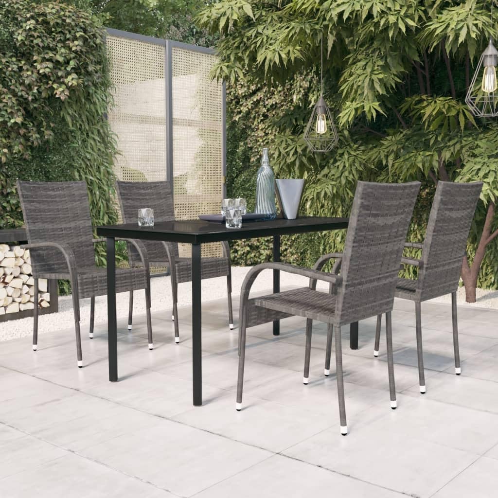 5 Piece Patio Dining Set Gray and Black,Elegant AllWeather Outdoor Dining Set for Dining and Relaxation Furniture Sets for Patio, Lawn & Garden