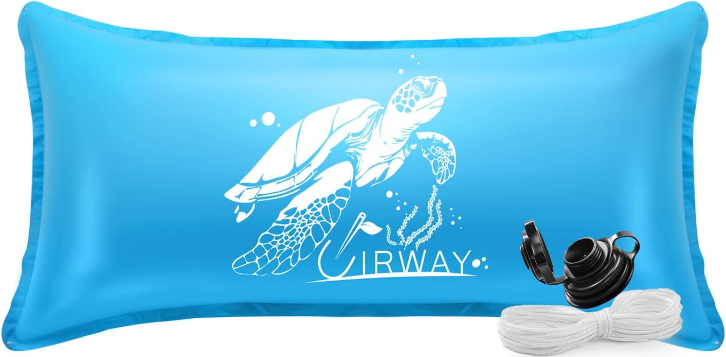 UIRWAY Pool Pillows for Above Ground Pools, 6.5 x 13ft Air Pillow for Winterizing Winter Pool Pillows Cover, Tear-Resistant 0.6mm PVC Closing Kit, Swimming Pool Ice Equalizer Protector, 50ft Rope