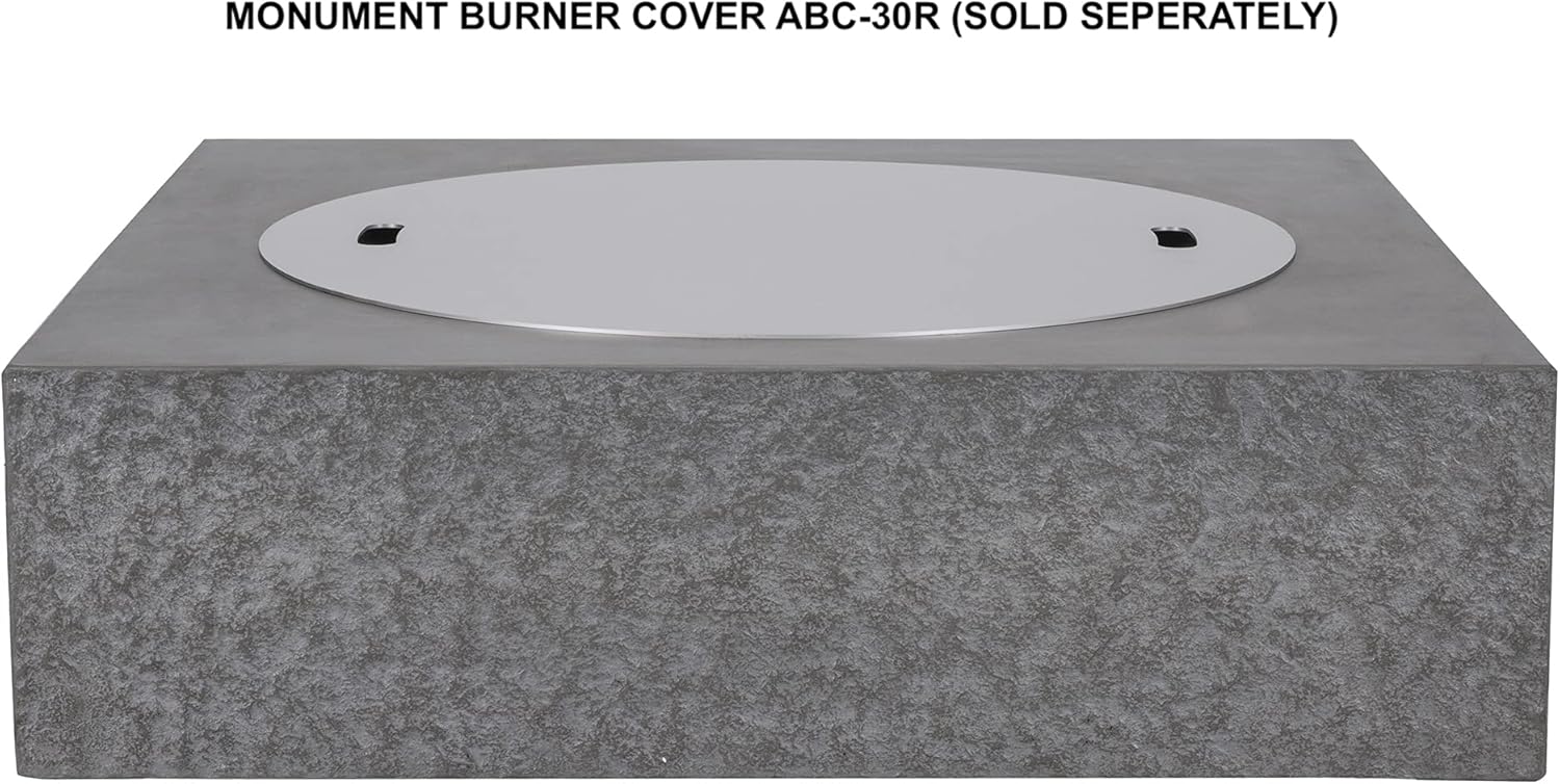 Pyromania Monument Outdoor Concrete Fire Pit Table, 41 x 41 Inches - Propane Model in Slate Gray Color