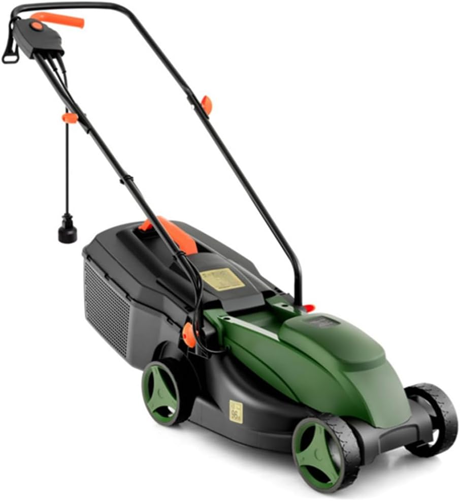 10 Amp 13 Inch Electric Lawn Mower with Dual Safety Switch, 3 Height Adjustments, 25L Grass Bag, Lightweight (15.5 lbs) & Foldable Handle, 1200W Motor for Small to Medium Yards, 110V