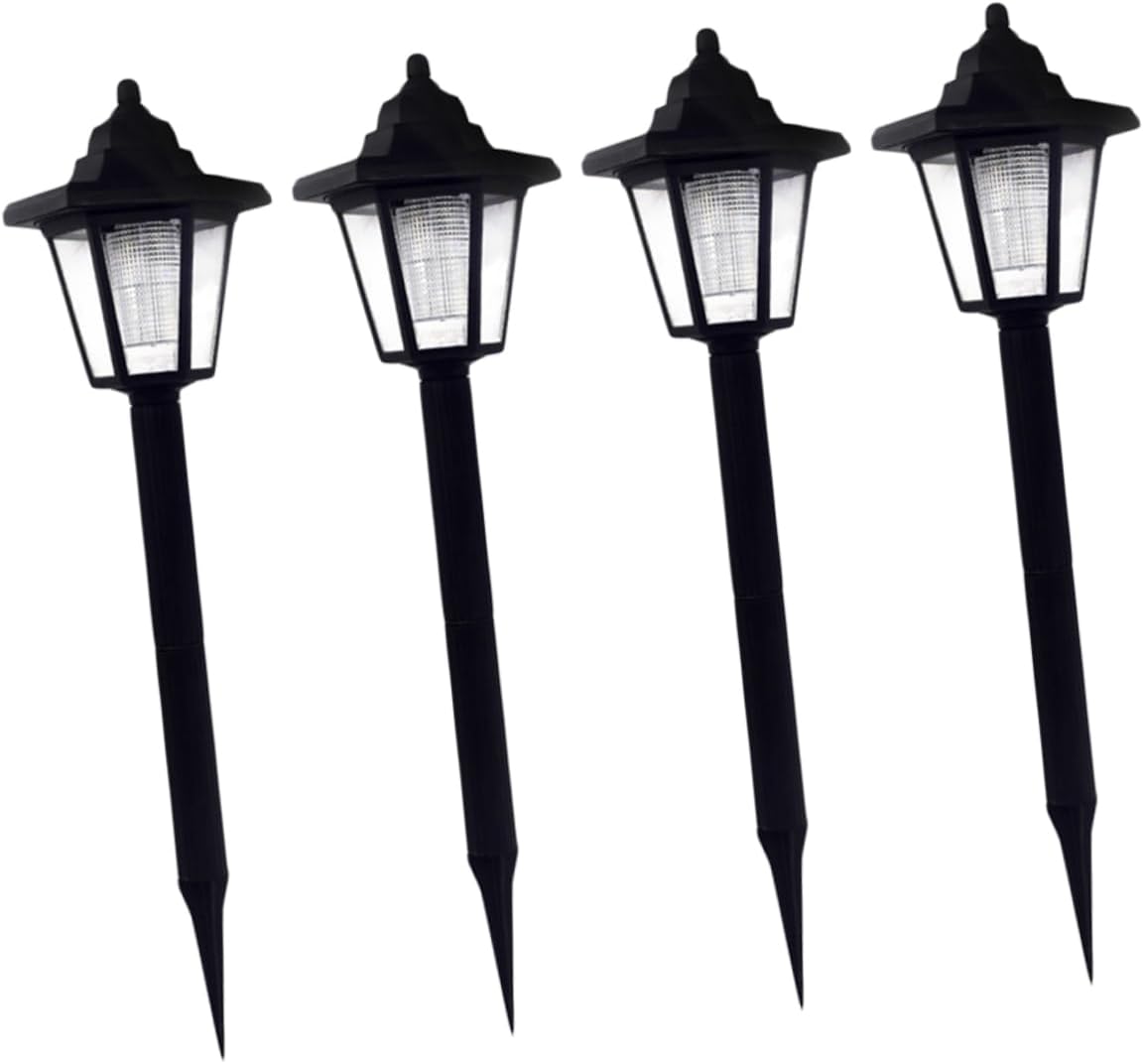 Veemoon 4pcs Solar Path Lights Hexagon Garden Lamp Solar Lawn Light with Elegant Design for Lawn Patio