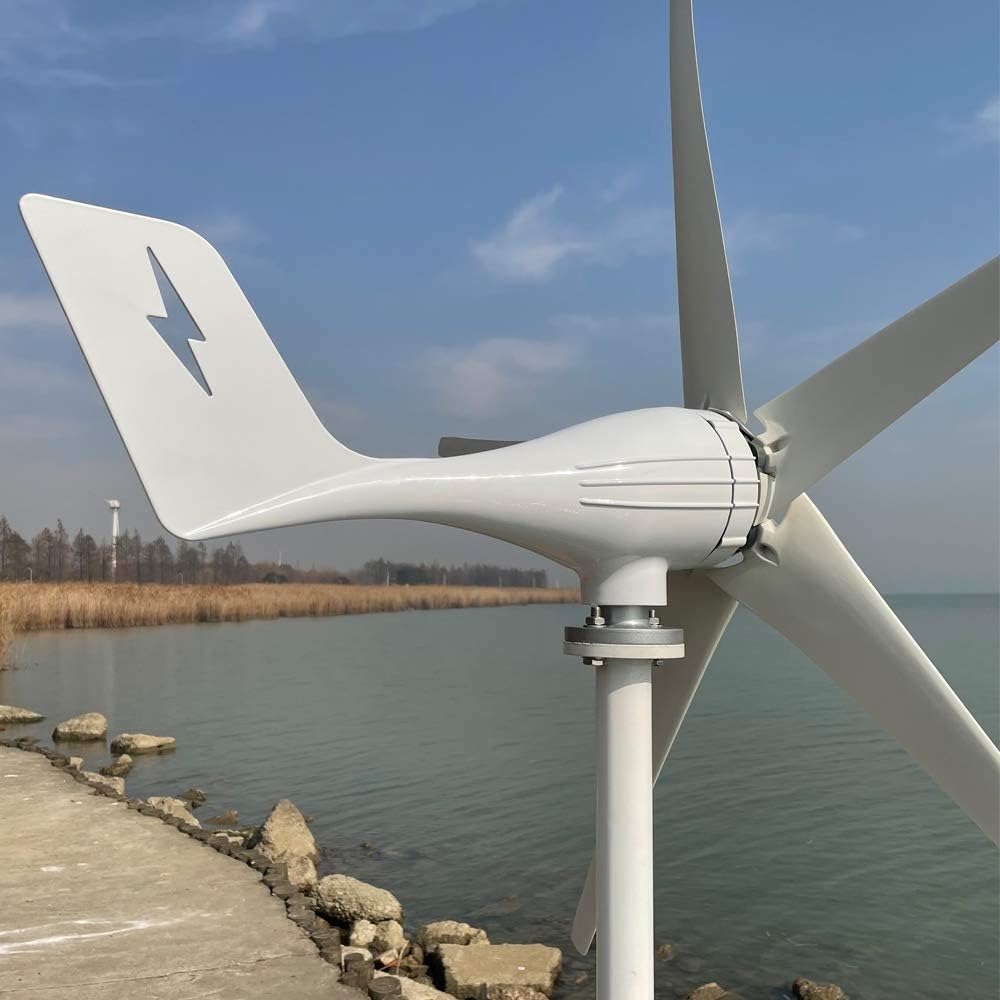 3/5 Blades 600W Horizontal Wind Generator Windmill 12v/24v/48v Wind Turbine Low Start Up Wind Speed 1.3m/s Free Charging Controller (3 Blades, 24V)