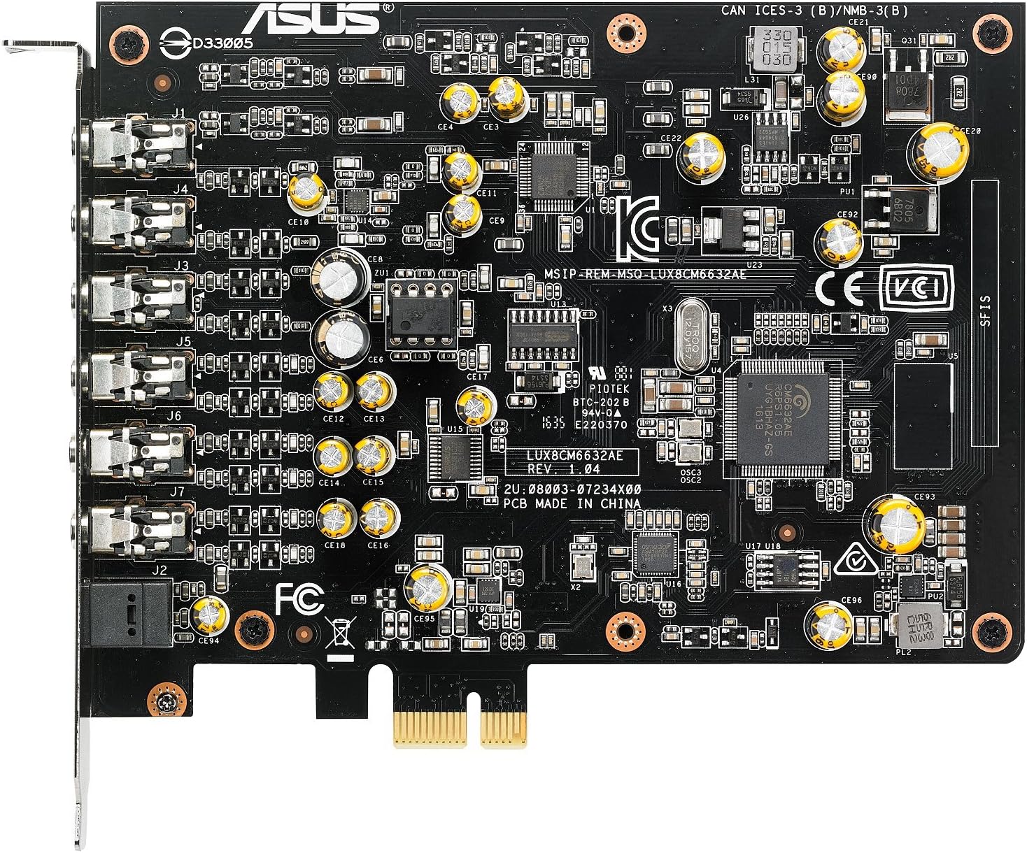 Asus Xonar AE Sound Board 7.1 PCIe Gaming Sound Card with 192kHz/24-bit Hi-Res Audio Quality, 150ohm Headphone amp, DAC, and Exclusive EMI Back Plate