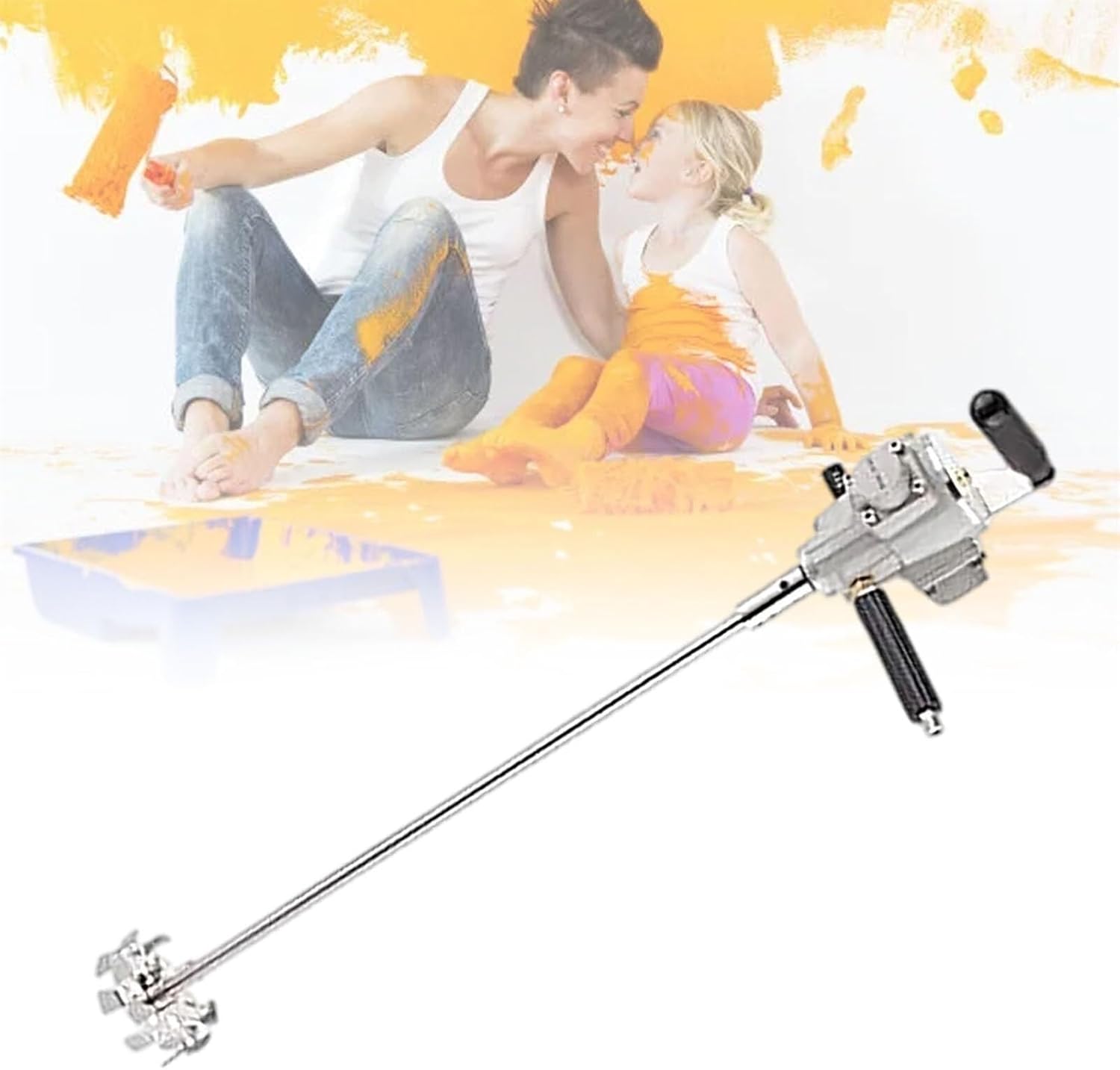 Handheld Paint and Mud Mixer Mix Tool, Can Mix 5Gal Round Barrels Pneumatic Mixer Machine, for Putty Powder Mixing and Paint Mixing