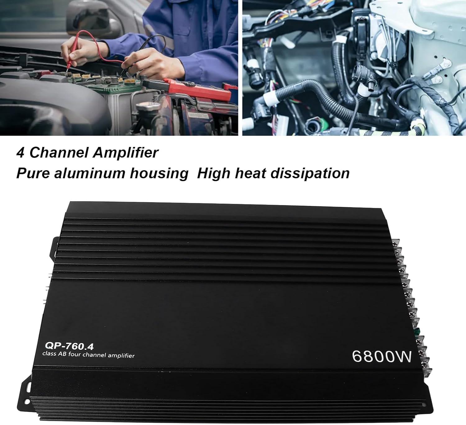Keenso Car Amplifier,Aluminum Alloy 4 Channel Car Audio Amplifier for Car Speakers