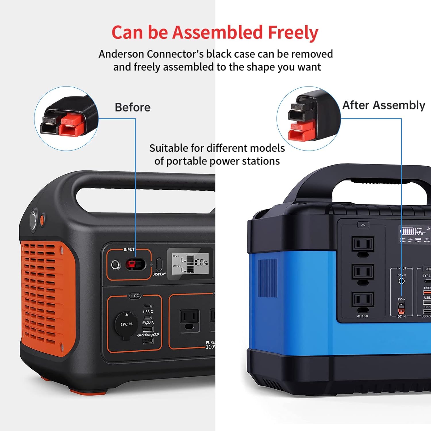 10AWG 50FT Anderson Extension Cable 2 6 10 20 35 50 75 100FT Solar Extension Cable Anderson Connector for Portable Power Station Solar Generator Solar Panel (50FT)