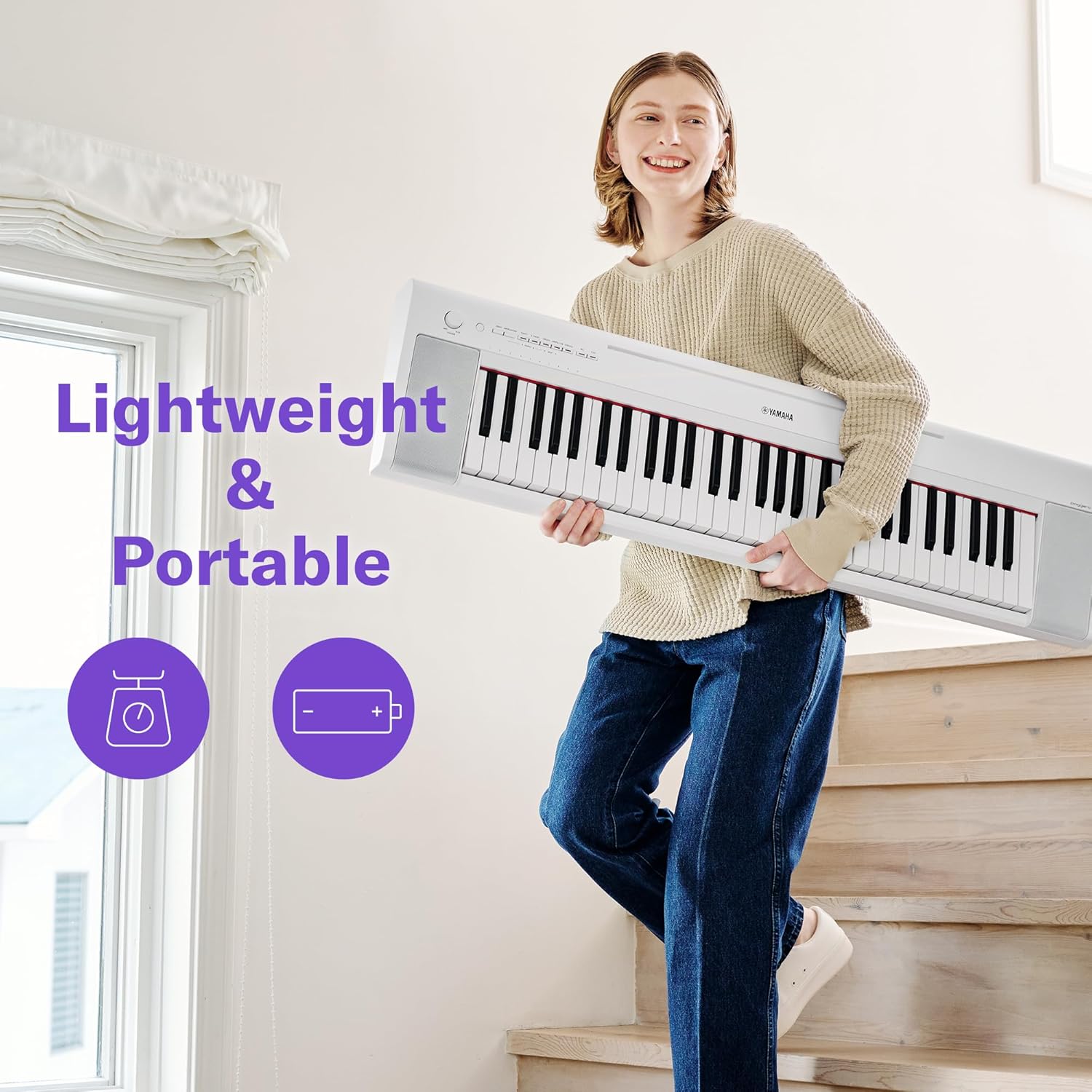 Yamaha NP-15 Piaggero Digital Keyboard - Lightweight and Portable Keyboard with 61 Velocity Keys and 15 Tone Colours