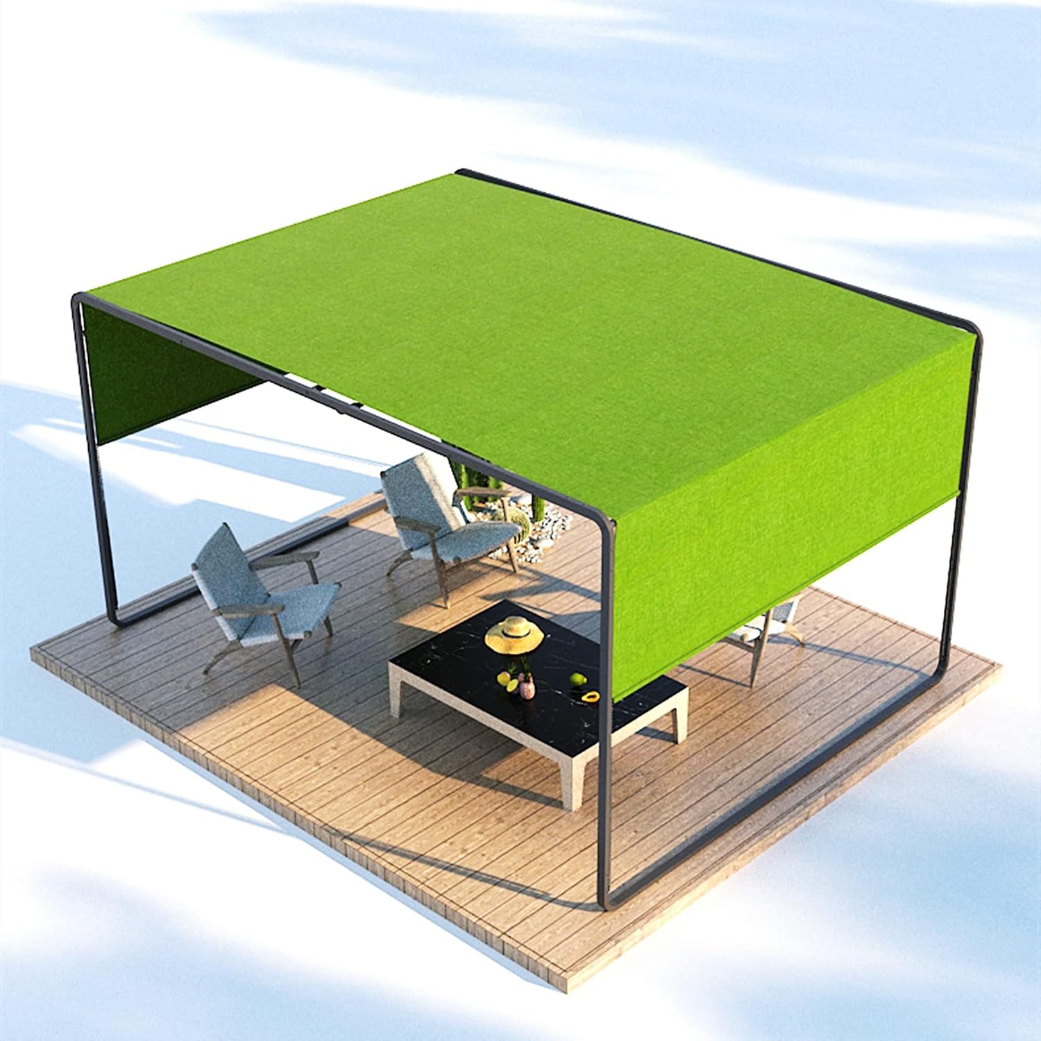 10' x 10' Outdoor Pergola with Light, Sun Shade Canopy on Top and Sides, 1.6m Adjustable Height Side Canopy, Aluminum Frame, Modern Patio Pavilion Grill Gazebo,Green