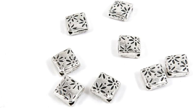 2020 Pieces Antique Silver Tone Jewelry Making Charms Findings Fashion Wholesale Supplies Pendant Lots Bulk Supply M5WP3D Flower Square Loose Beads