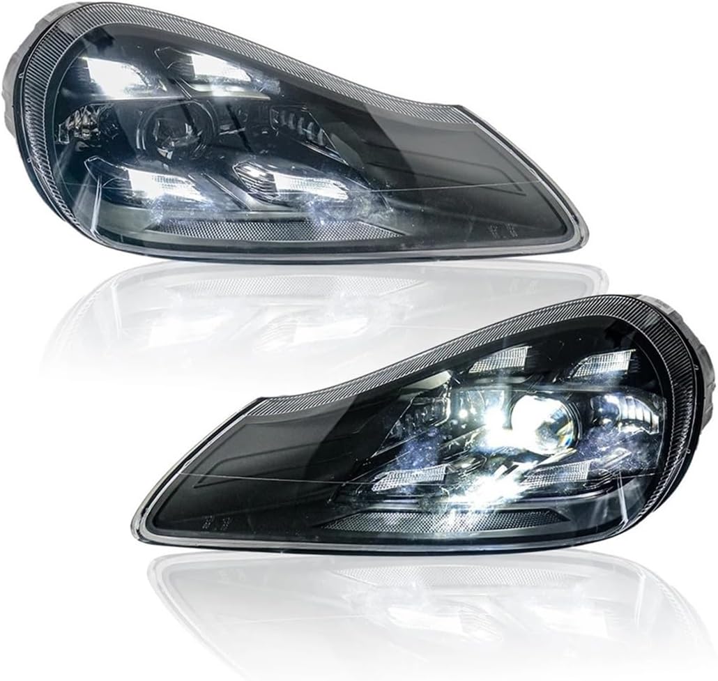 Car Head Lights Compatible For Porsche Cayenne 957 2007-2010 Headlight LED Matrix Front Lamp DRL Auto Accessories Plug Play(R rudder)