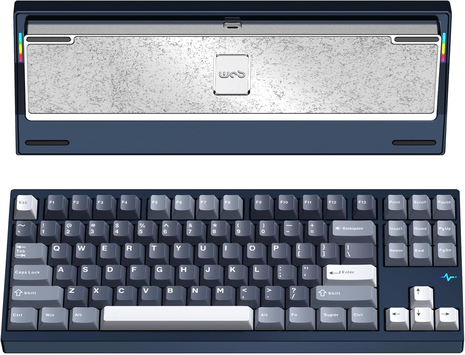 KEEBMONKEY WOBKEY Crush 80 Reboot CNC Aluminum 5-Second Quick-Release Triple-Mode Connectivity Mechanical Keyboard with Superior Acoustics (Pro Navy)