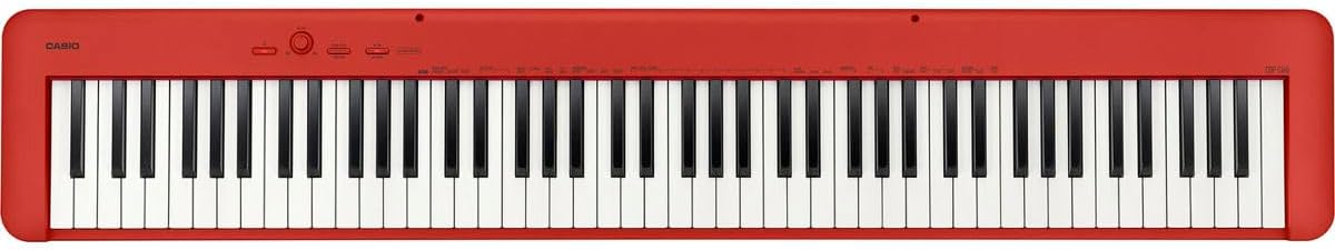 Casio CDP-S160 88-Key Compact Digital Piano Keyboard with Touch Response, Red Bundle with H&A Studio Headphones, Stand, Bench, Sustain Pedal