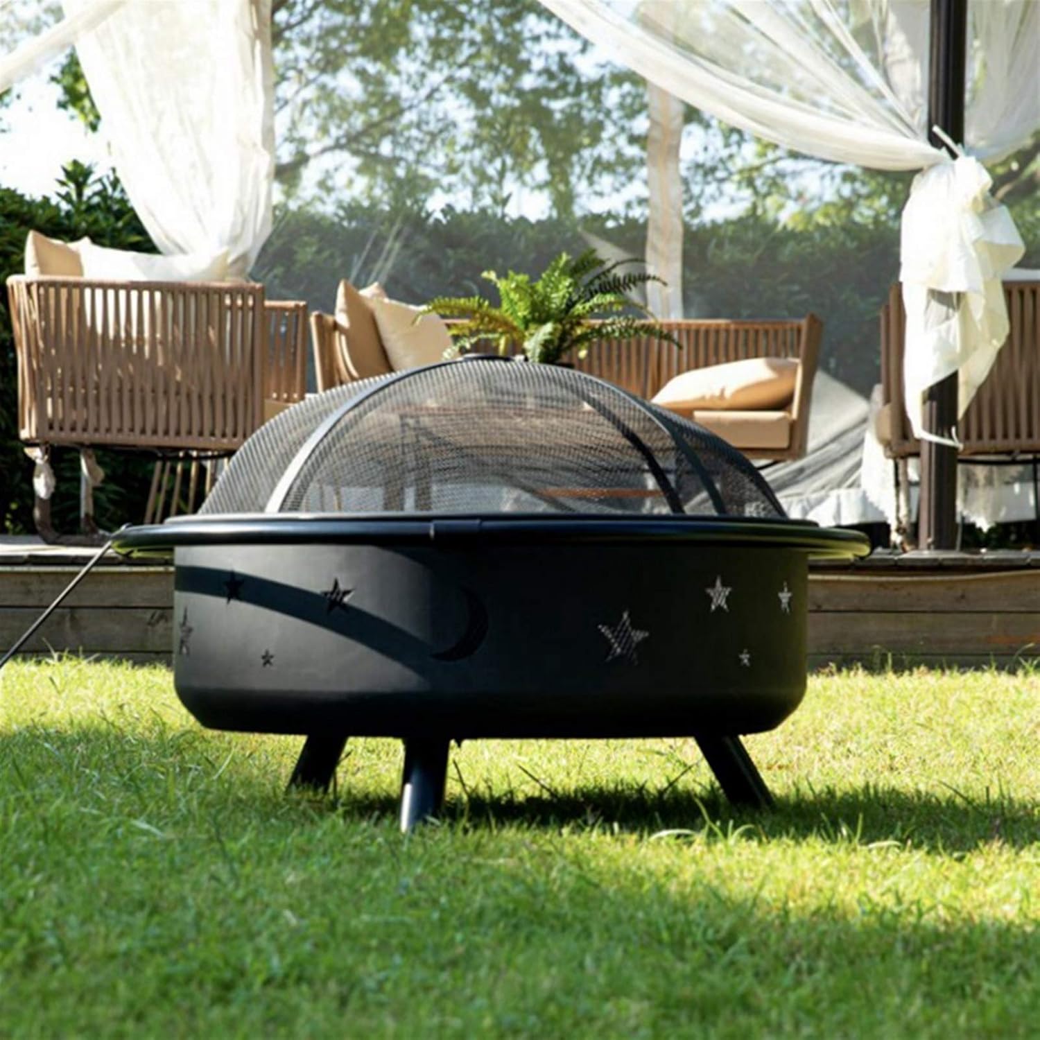 Outdoor Fire Pit Garden Fire Pit, Wrought Iron Cooking Fire Pit, Garden Gifts for Neighbors (Color : Style 1) (Style 1)