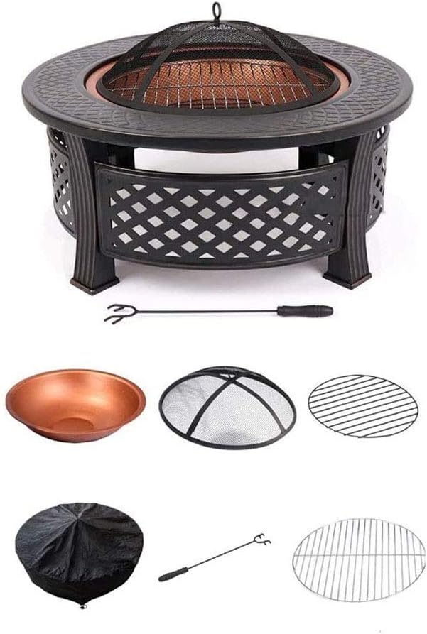 Outdoor Fire Pits Fire Basket Outdoor Barbeque Grill Charcoal Cast Iron Barbecue Stand Bowl Camping Picnic Outfire Wood Log Burner Heater Outdoor Stove Garden Dining