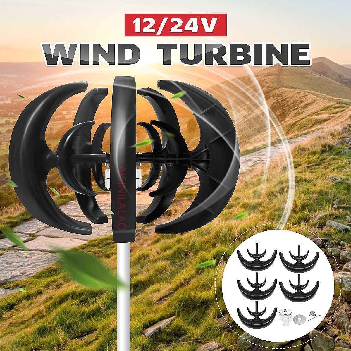 12V 24V 4000W Vertical Wind Turbine Generator Lighting 5 Blades Sports Kit Kit Windmill Charge Charging Charging Turbine Camping