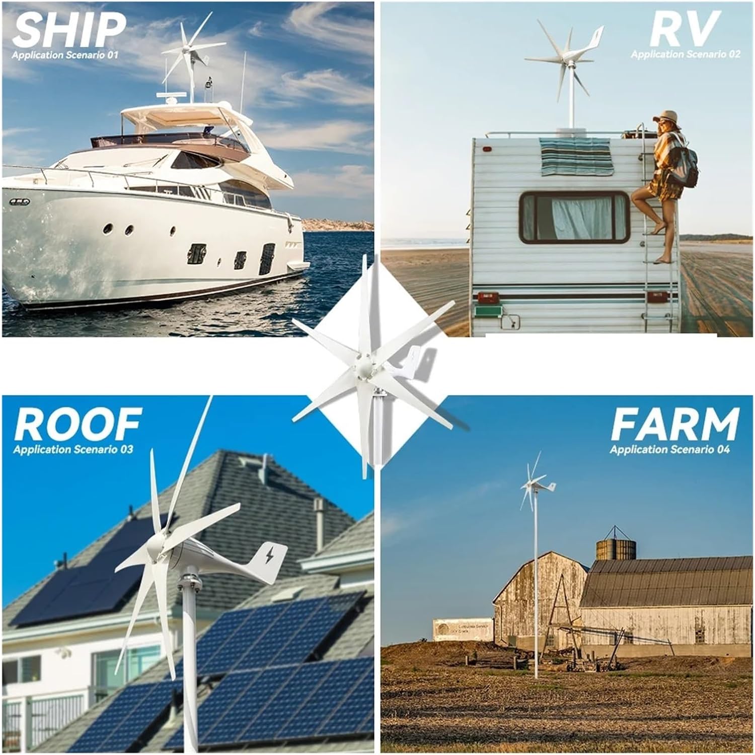 Wind Turbine Generator Power 3000w 3 6 8 Blades 12v 24v 48v with Mppt Controller for Home Use Low Starting Speed for Home(6 Blades,24V)