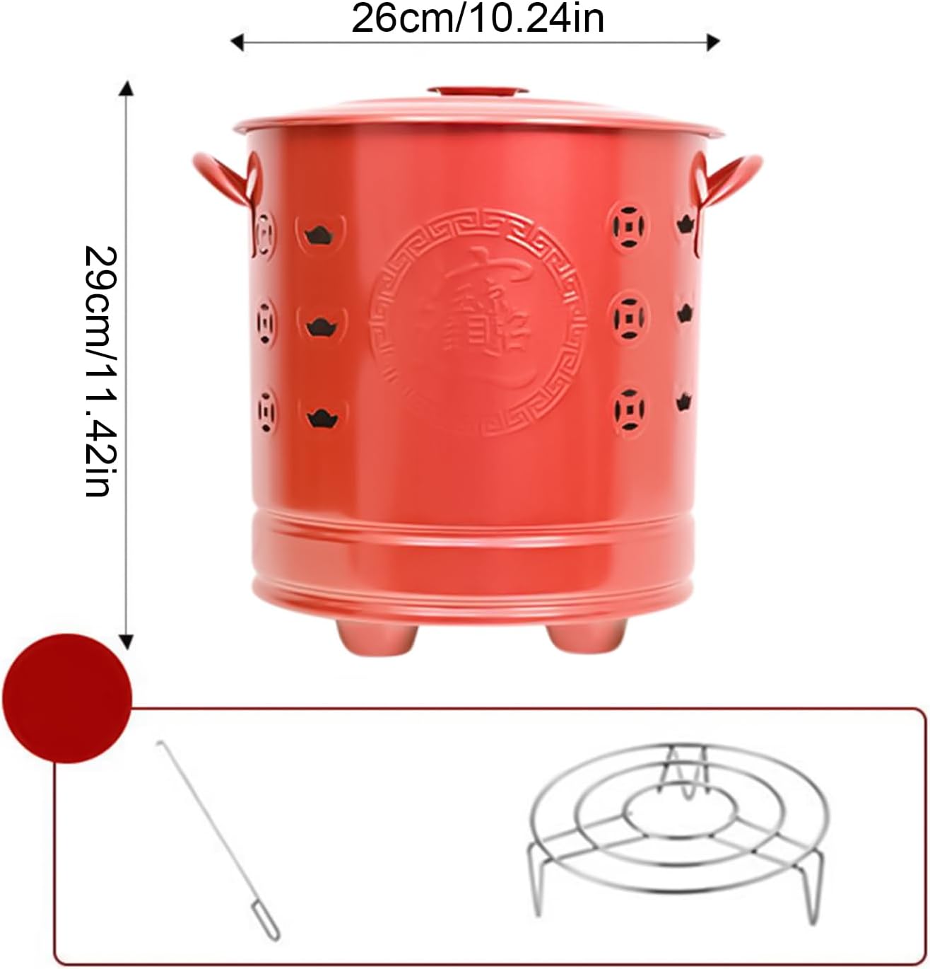 Burn Barrel, Stainless Steel Burning Fire Barrel with Lid, Outdoor Fire Pit for Trash, Paper, Yard, Courtyard, Backyard, Garden, Patio, Camping, and Fireplaces, Durable and Heat-Resistant for Home