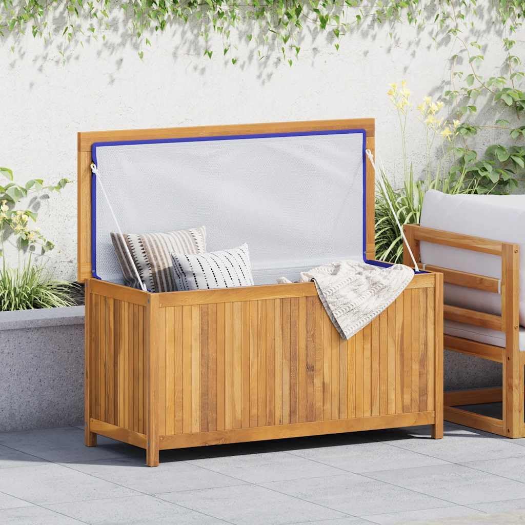 Garden Box Teak Wood Finish, Solid Teak Wood Outdoor Storage Solution for Patio, Deck, Garden Tools, Cushions