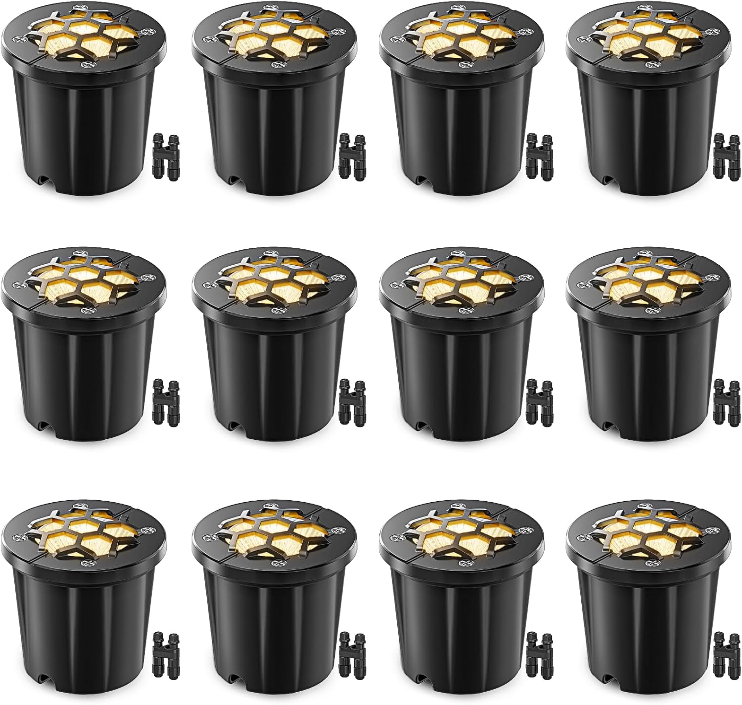 HIBOITEC 12 Pack Low Voltage Landscape Lighting 12-24V 12W LED Outdoor In-Ground IP67 Waterproof Well Lights 3000K Warm White Landscape Lights with Wire Connectors for Pathway Yard Garden Wall