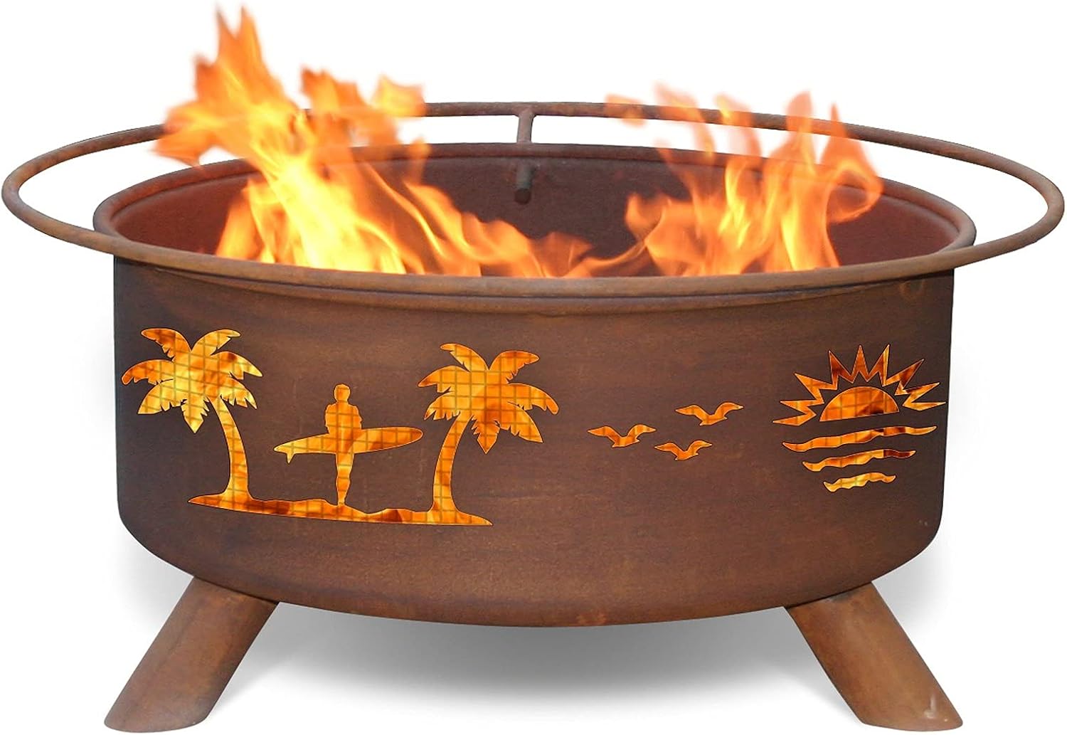 Patina Products F117 Pacific Coast Steel Outdoor Fire Pit - 24 x 24 x 11 inch - Natural Rust Patina Finish