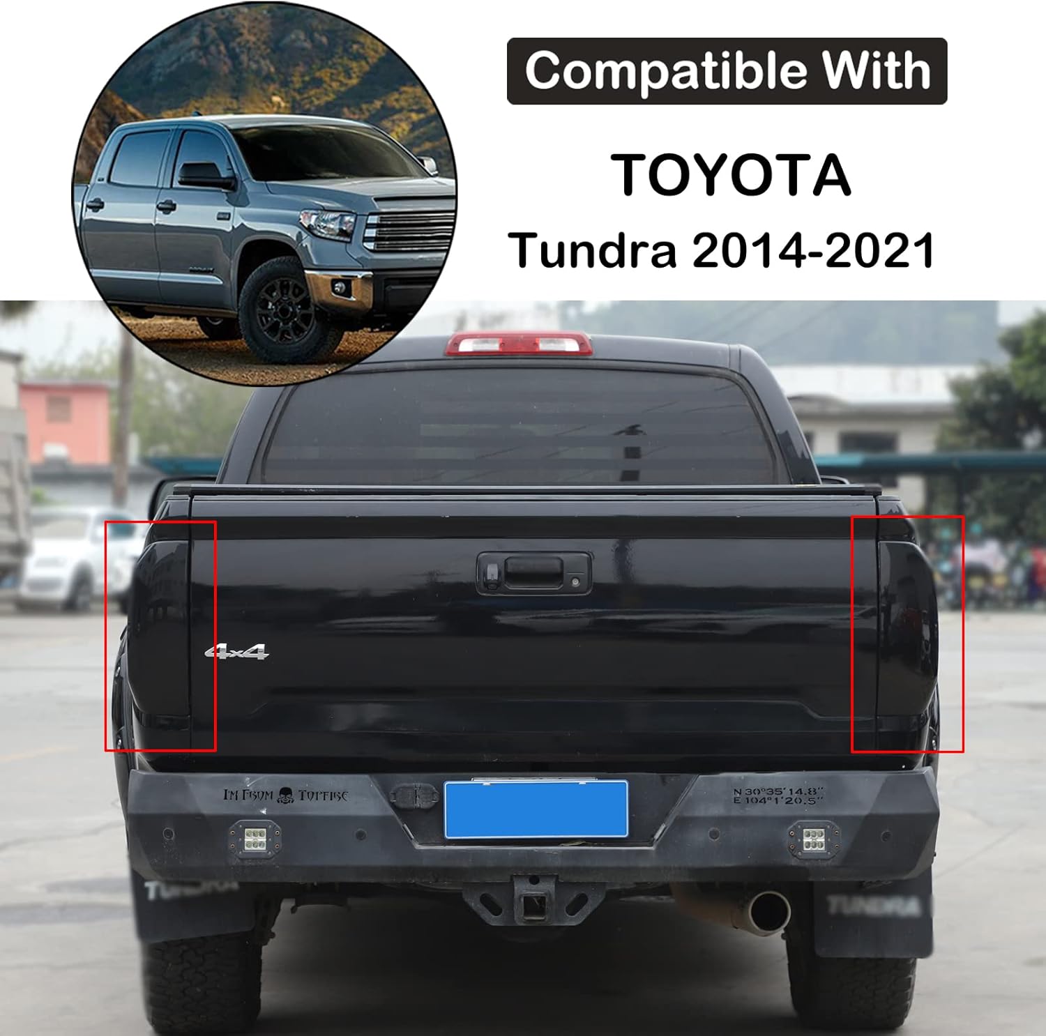 Aunginsy Car Rear Tail Light Cover Tail Lamp Shell Shade Compatible with Toyota Tundra 2014-2021 Smoked Taillight Shell Trim Cover Tail Light Lamp Guard Protective Frame ABS Accessories