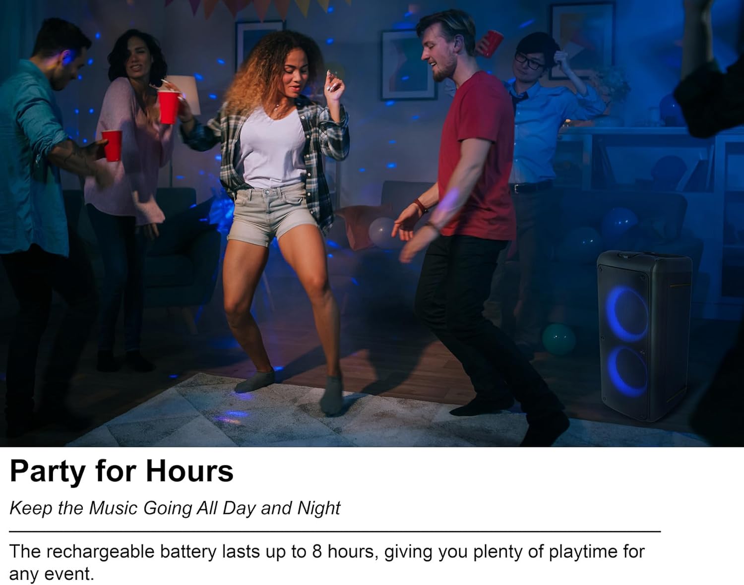 Rockville Rock Party 9 1000W Portable Bluetooth Speaker, Dual 8