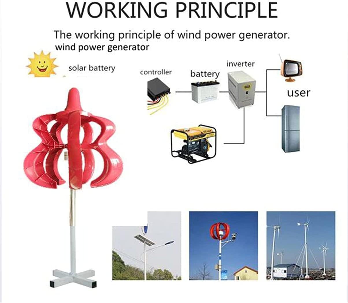 LiuSj JUnSt Gourd Type Vertical Axis Wind Turbine Generator, 8000W 12V 24V 48V with Controller for Home Windmill Lantern Home Wind Generator