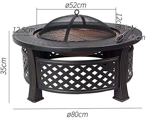 Garden Fire Pit Grill Bowl Grill Barbecue Rack Outdoor Fire Pit,31 Inch Large Bonfire Wood Burning Patio & Backyard Firepit for with Spark Screen Poker and Round Fireplace Cover