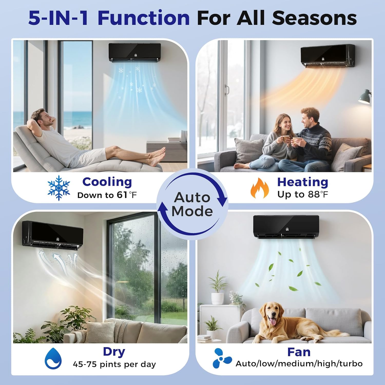 Mini Split Air Conditioner - 18000 BTU Ductless Mini Split Ac/Heating System, 230V 21 SEER2 Wifi Enabled Inverter, 1250Sq.Ft, Split AC Unit with Precharged Heat Pump, R454B with Installation Kit