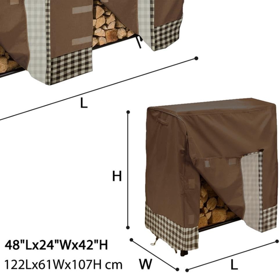 Firewood Cover, Waterproof 600D Oxford Cloth Easy To Use Installation Ventilation Openings Stylish Aesthetic Multi-Purpose Usage For Stoves Fire Pits(Coffee)