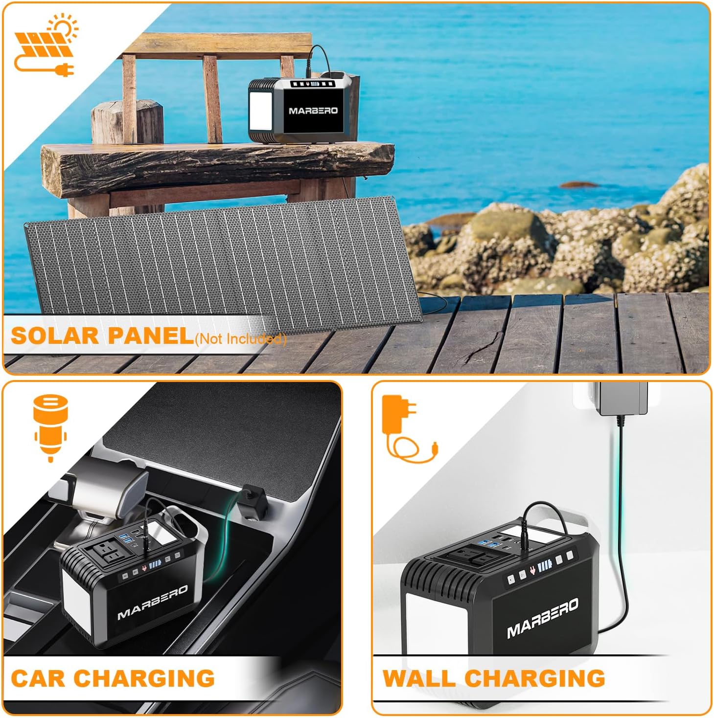 MARBERO Solar Generator 148Wh Portable Power Station with Solar Panel 40W Included Solar Power Bank with AC Outlet 200W Surge for Home Outages Camping Outdoor Adventure Emergency