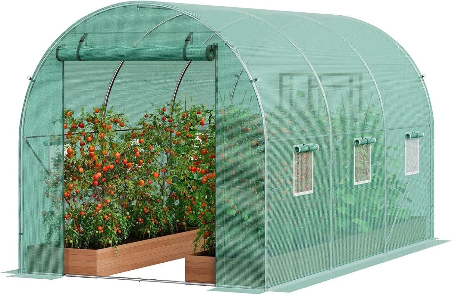 Walk-in Greenhouse 11.32x6.4x6.3ft, Galvanized Steel Frame, PE Cover, Plant Tunnel, Heavy Duty Hoop House for Garden, Outdoor Growing