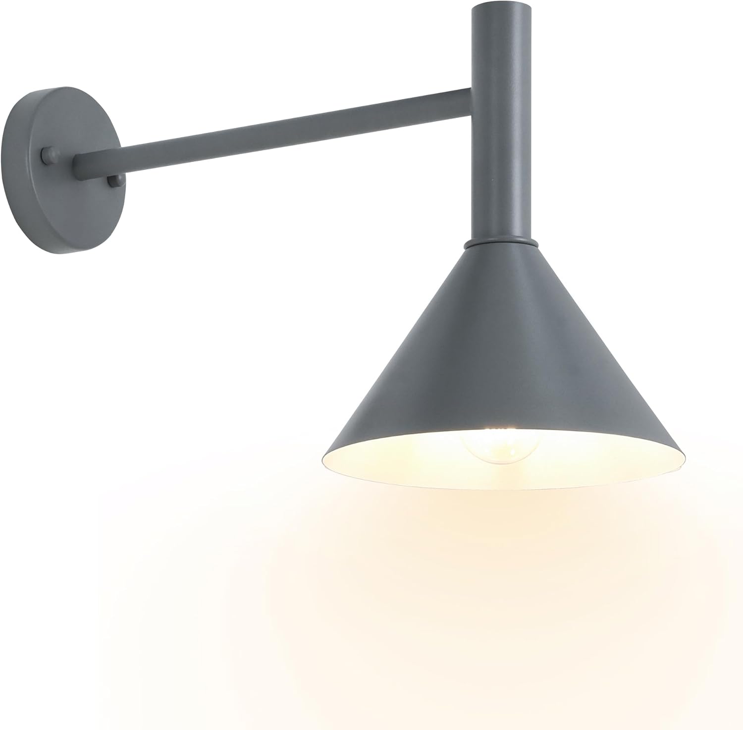 19in. Satin Black Outdoor Gooseneck Barn Light Fixture with 13in. Long Extension Arm - Wall Sconce Farmhouse, Vintage, Antique Style, Grey