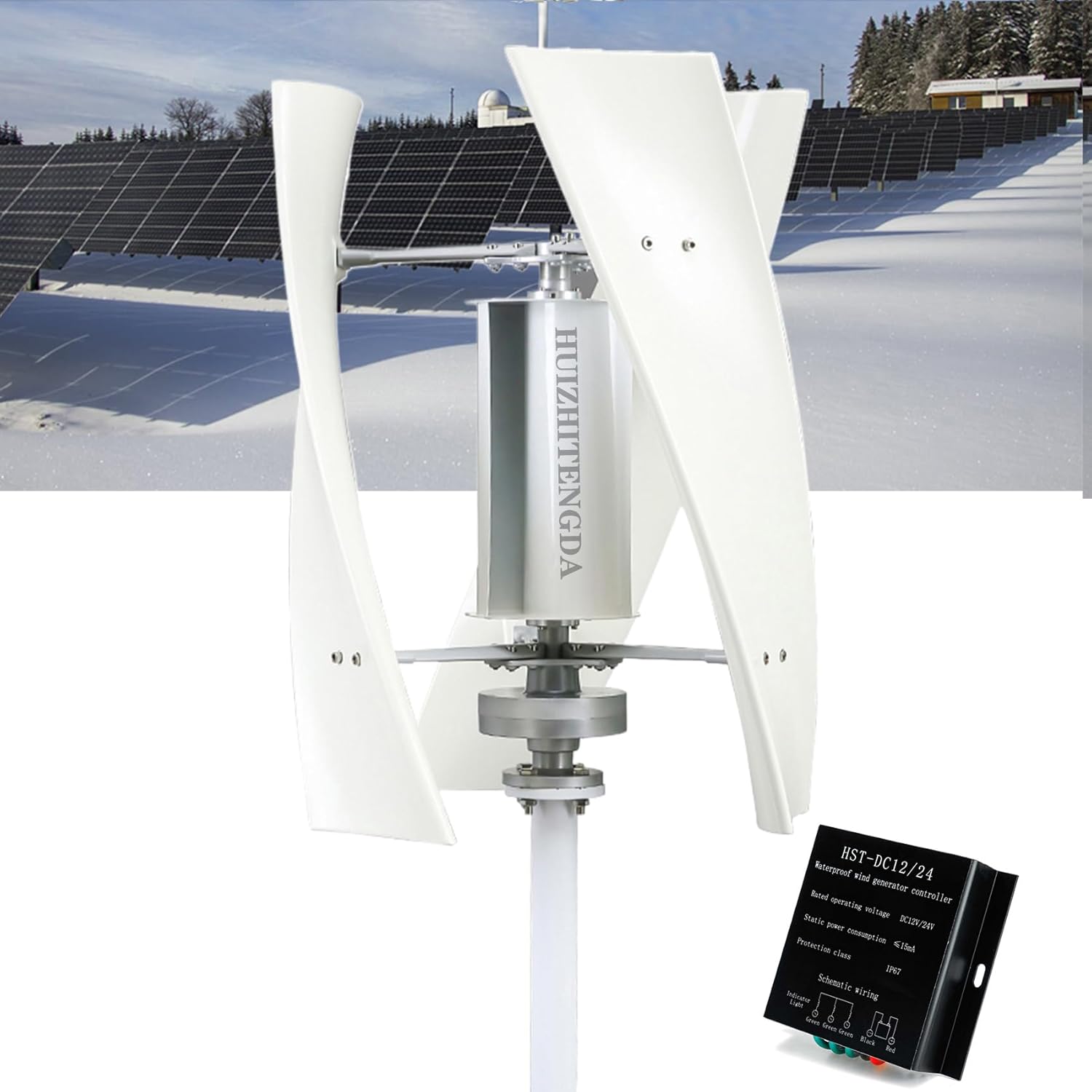 12000W Low NoiseWind Turbine with Controller for Outdoor Courtyard Use and Wind Turbine Systems, 12V/24V/48V (3 Blades White)