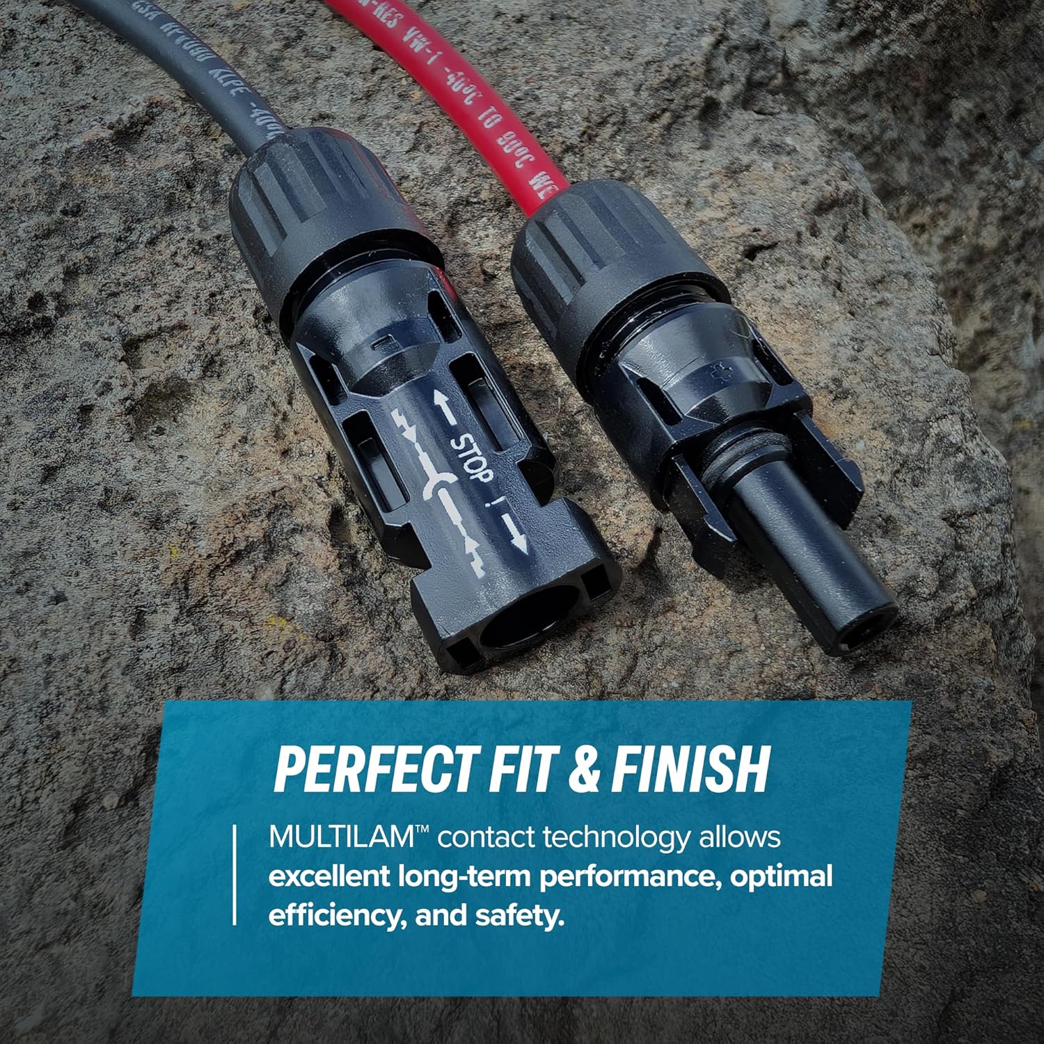 TEMCo Solar Panel Extension Cable 10 AWG 50 Ft Red + 50 Ft Black w/Staubli MC4 Connectors