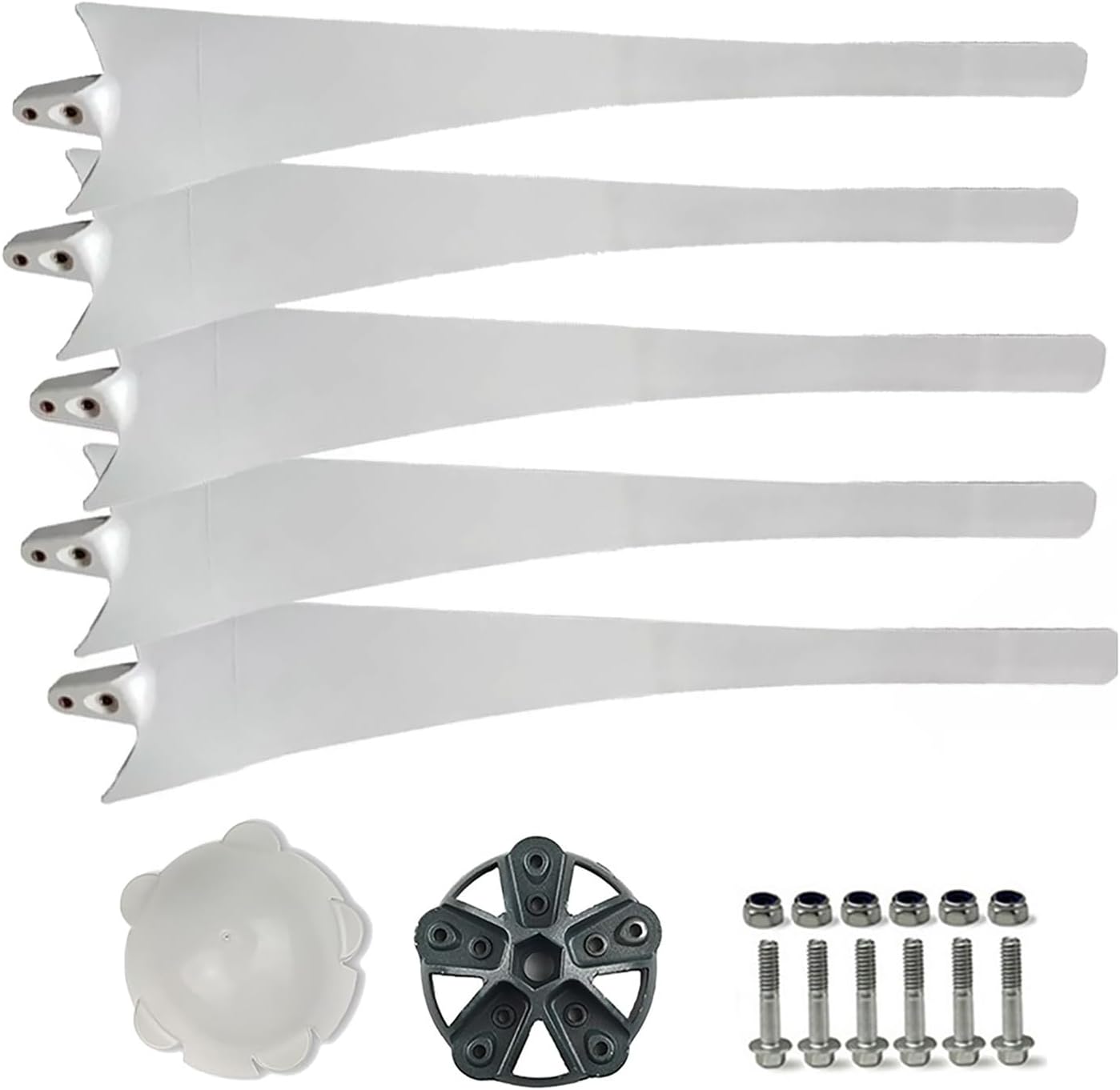 3Pack/5 Pack Wind Turbine Blades with Hub and Cover, 600/650/750/800mm, Horizontal Wind Turbine Generator Kit, Car Power Inverter Windmill Accessories(Five Blades,800mm)