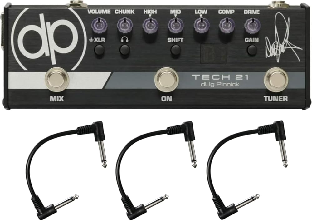 Tech 21 dUg Pinnick DP-3X Signature Pedal Bass Preamp Bundle with 3 Patch Cables