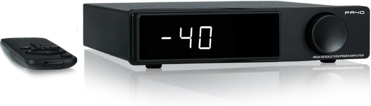 SMSL PA40 Class D Power Amplifier, 165Wx2 Stereo Amplifier for Passive Speakers, with MA5332 Chip/EQ/Bass Treble Control/Built-in Power Supply