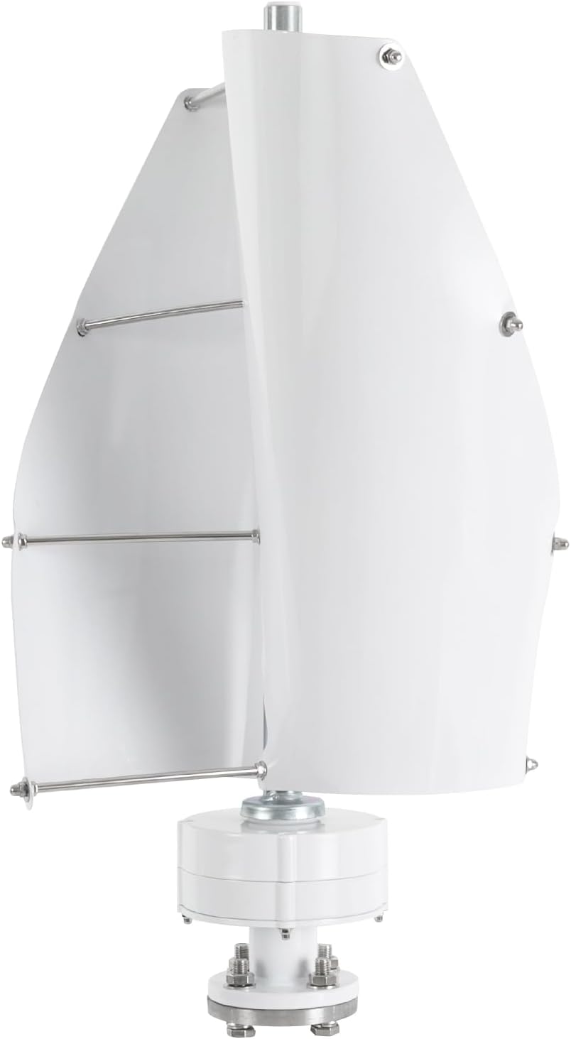 500W 12V Vertical Wind Turbine Generator Kit with Controller – Portable Renewable Energy Solution for Home, RV, Marine & Industrial Use - Eco-Friendly Power Generation (White)