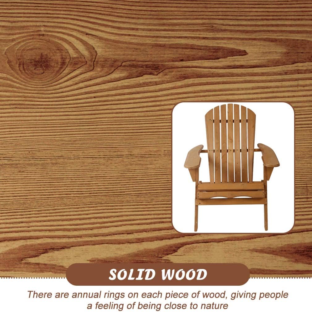 Adirondack Chair Patio Chairs Lawn Chair Folding Adirondack Chair Outdoor Chairs Patio Seating Fire Pit Chairs Wood Chairs for Adults Yard Garden w/Natural Finish