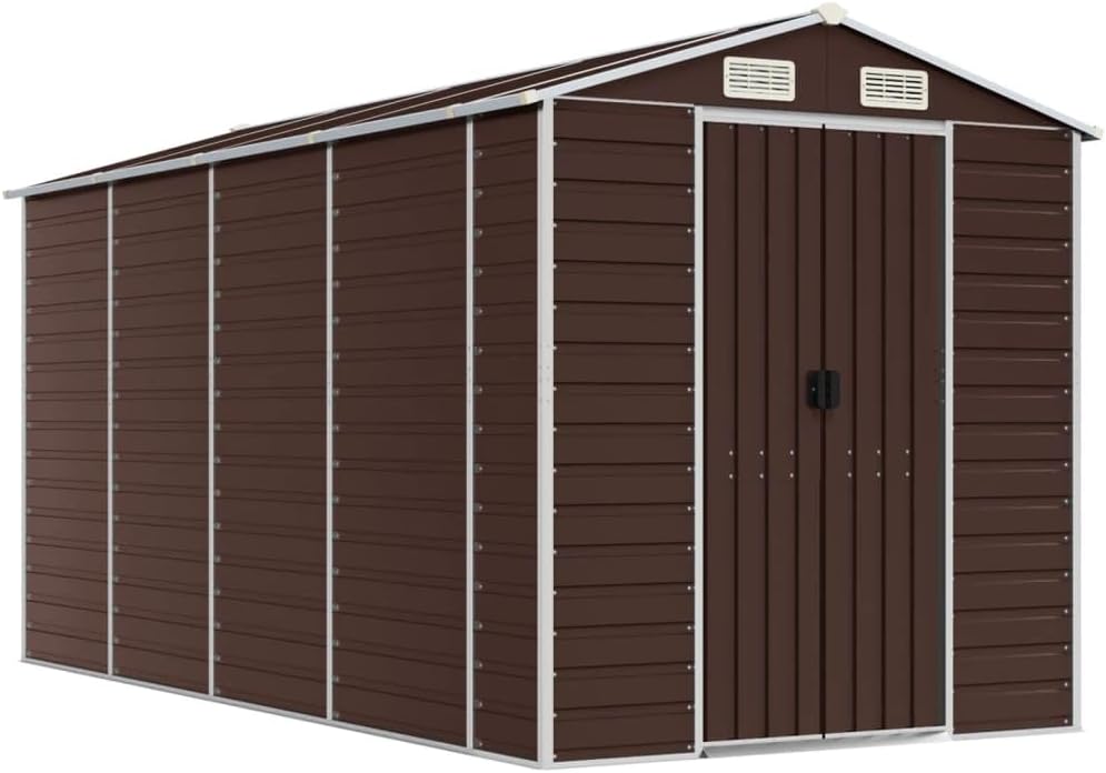 vidaxl Garden shed - Brown Galvanized Steel Storage 75.2