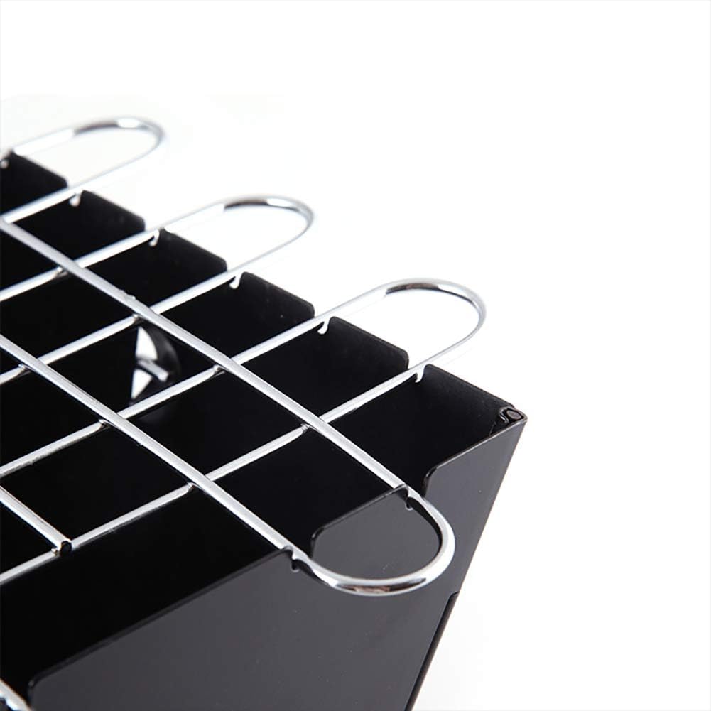 Outdoor Patio Fire Pit Heater Household Charcoal Burning Stove Portable Folding Brazier Black Bonfire Stove W/Stainless Steel Vertical BBQ Grill Mesh