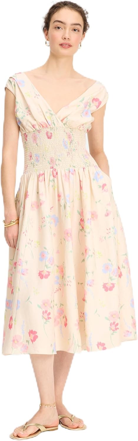 kate spade new york Women's Whimsical Garden Smocked Midi Dress