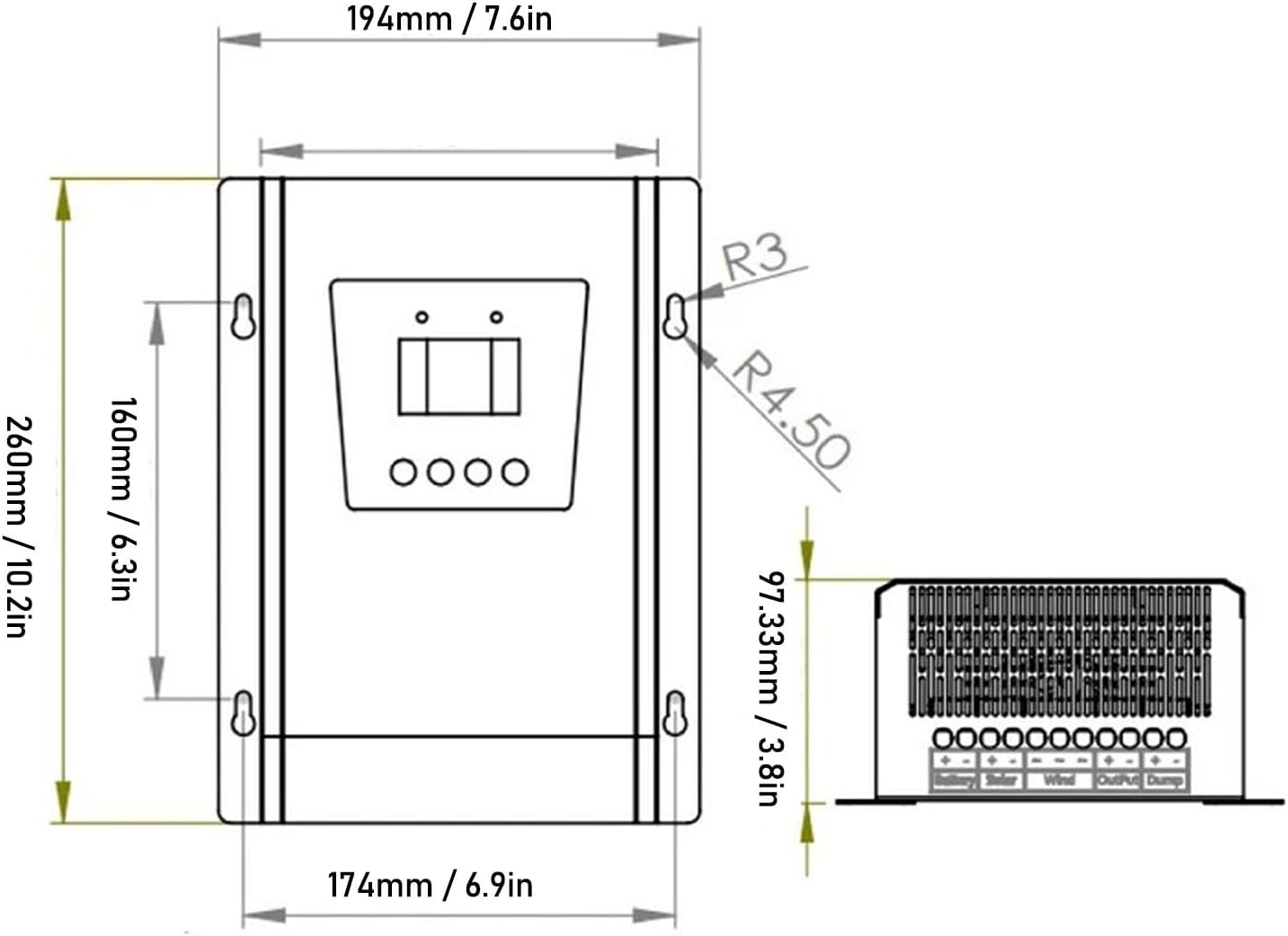 FTVOGUE 48V Wind Solar Hybrid Controller 1000W Wind Turbine 2400W Solar MPPT Charge Controller with Bluetooth for Home Boat Street Light Off Grid Systems