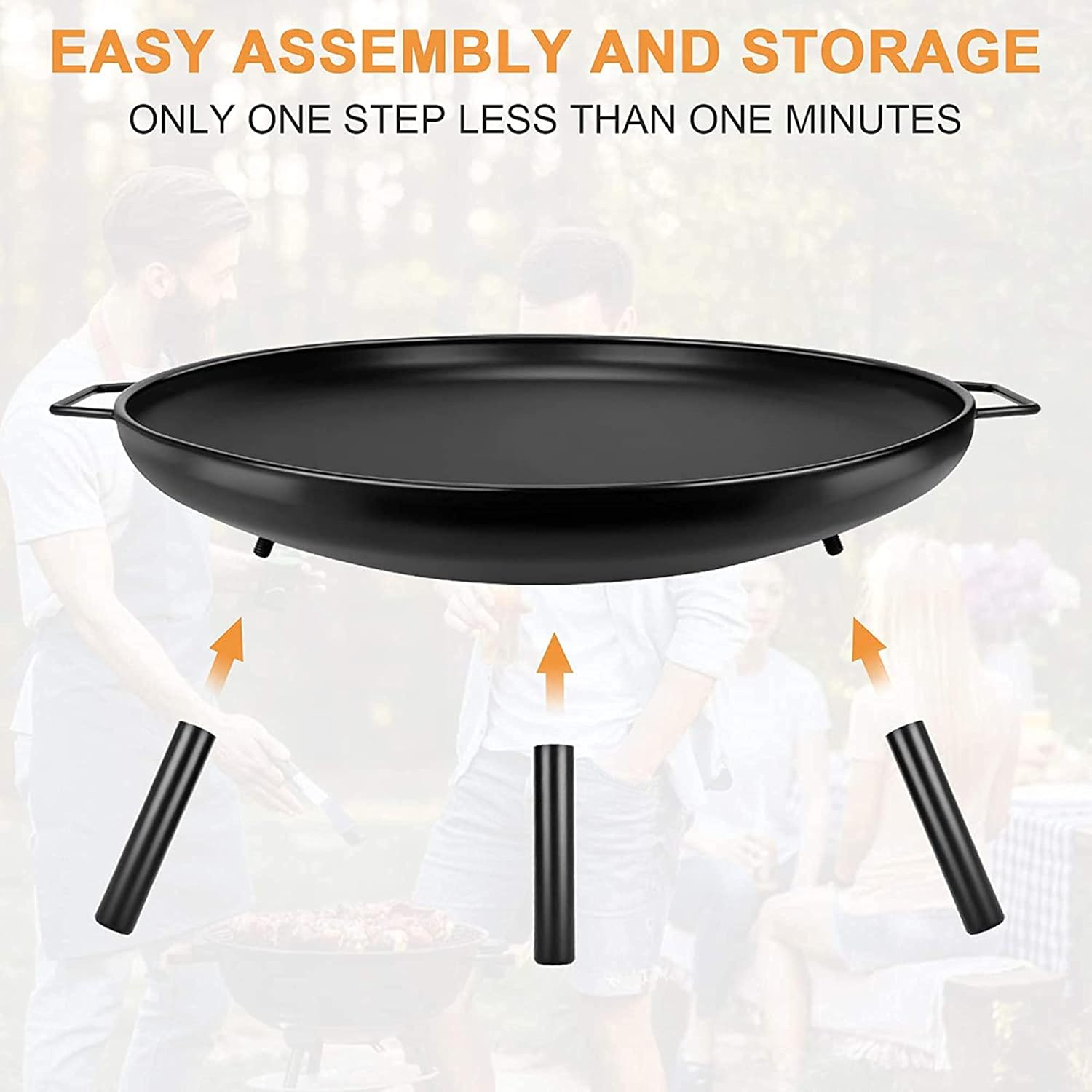 Portable Fire Pits & Bowls w/Handle, Outdoor Fire Pits, Wood Burning Heating Basin, Charcoal Barbecues BBQ Grill Firebowl, for Garden, Patio, Backyard