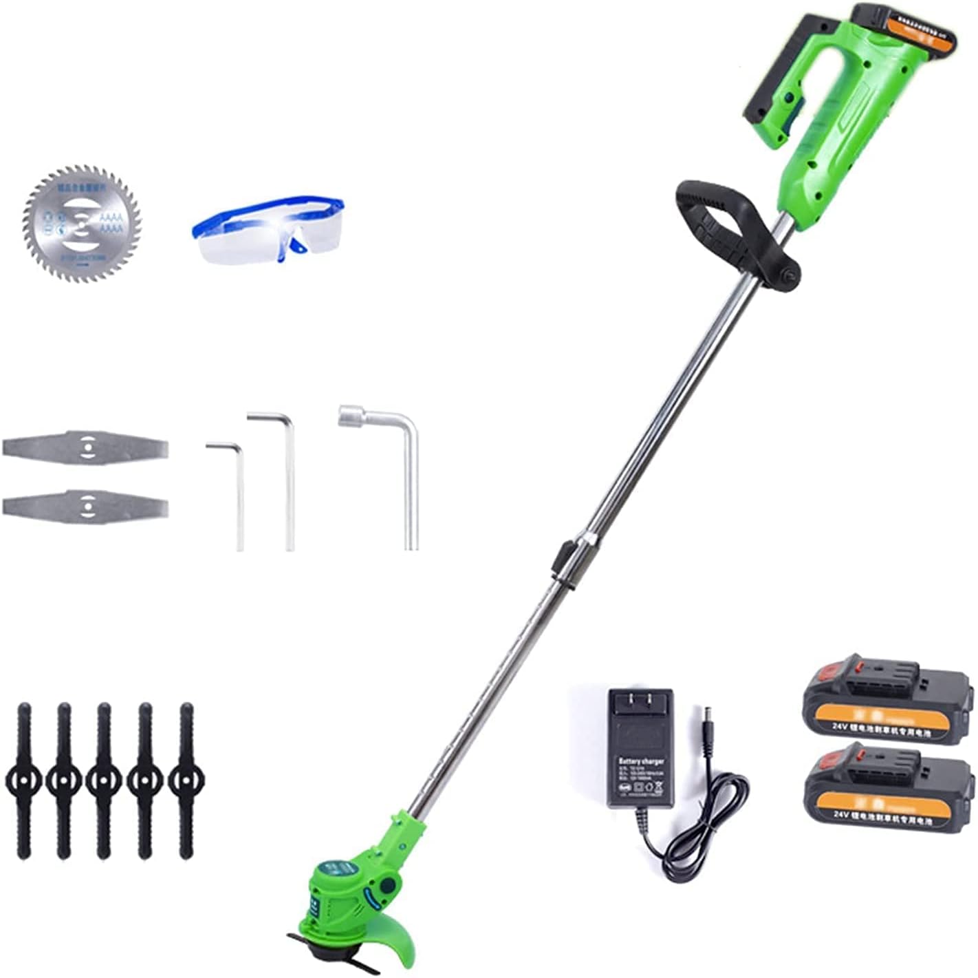 Cordless Grass Strimmer Electric Lawn Mower 21V Portable Battery Electric Rotary Lawn Mower with U-Handle Rechargeable Lightweight ding Tools 1 Battery